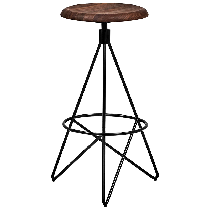 Барный стул Star Loft Stool Черный Коричневый Барный стул Star Loft Stool Черный Коричневый в Липецке | Loft Concept