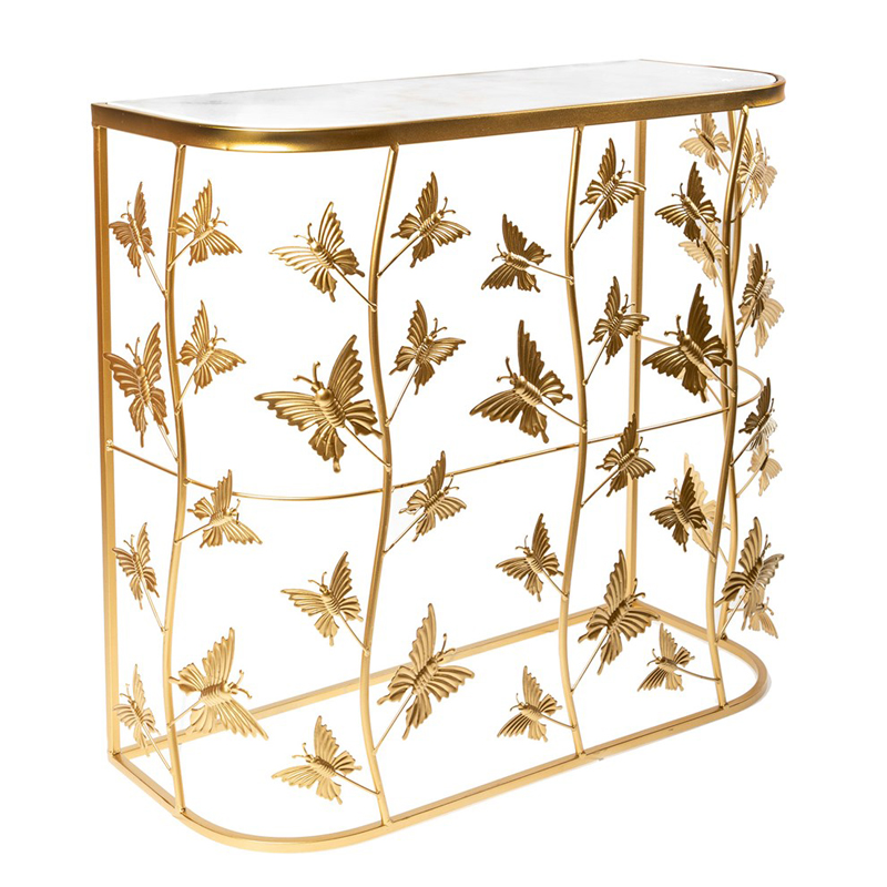 Консоль Gold Butterfly белый мрамор Белый Мрамор Bianco Золотой Консоль Gold Butterfly белый мрамор Белый Мрамор Bianco Золотой в Липецке | Loft Concept