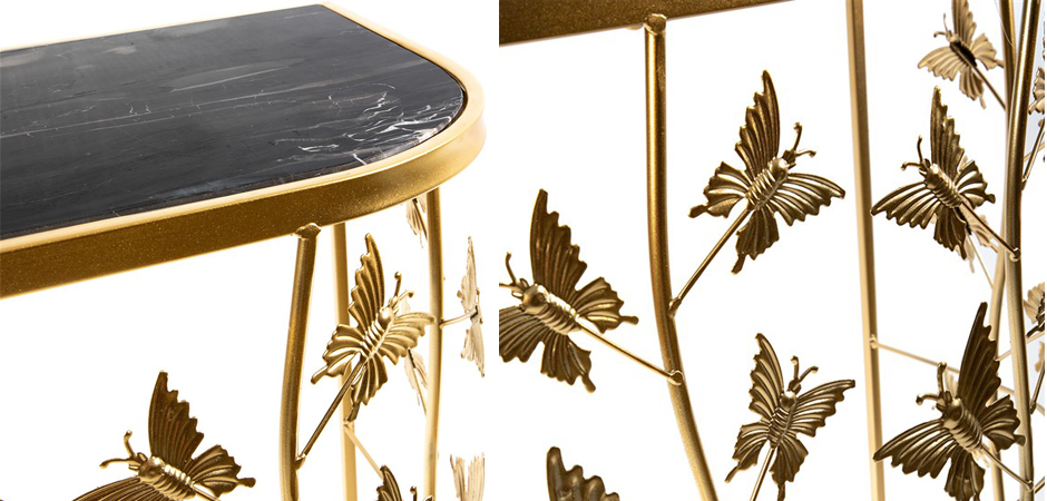 Консоль Gold Butterfly чёрный мрамор Консоль Gold Butterfly чёрный мрамор - Loft-Concept в Липецке