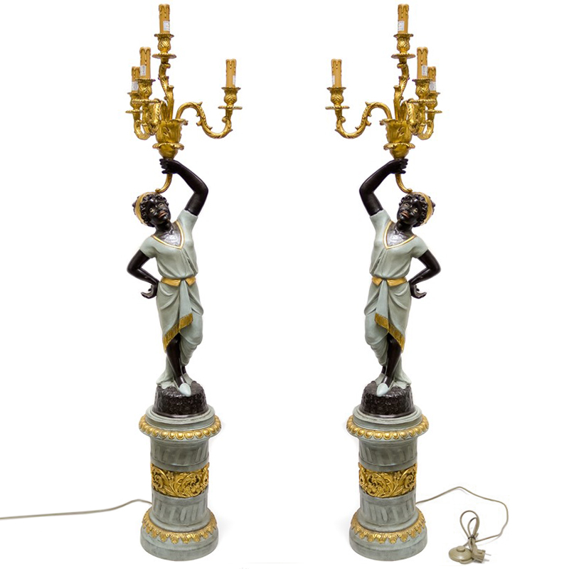 Торшер Girl With Candlestick Черный Бронза Голубой пастельный Торшер Girl With Candlestick Черный Бронза Голубой пастельный в Липецке | Loft Concept