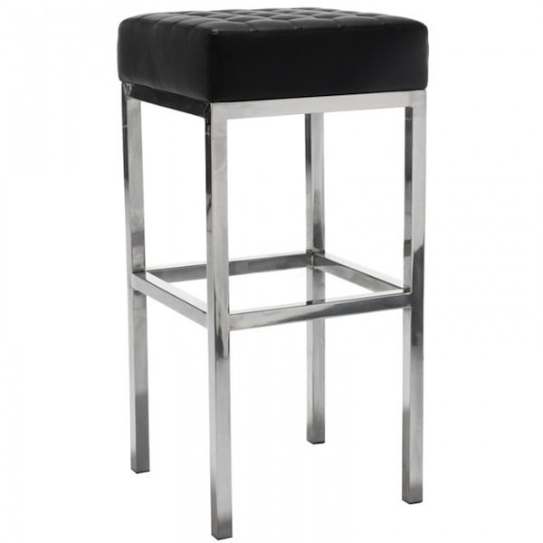 Барный стул  Florence Knoll Bar Stool Черный Серебряный в Липецке | Loft Concept 