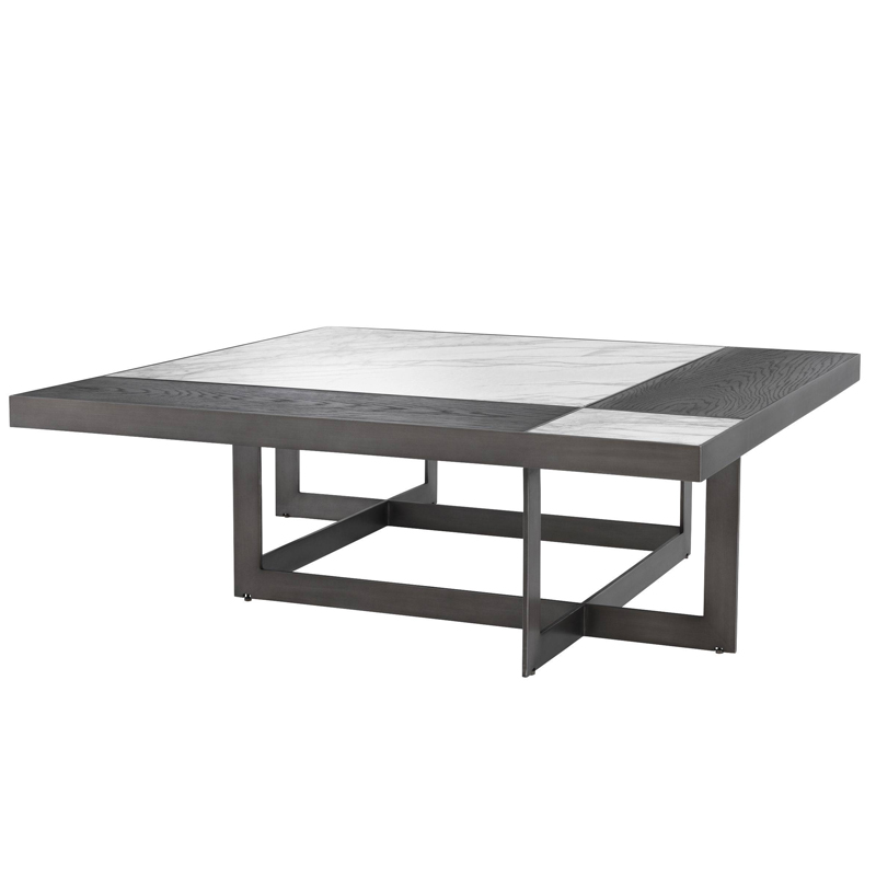 Кофейный стол Eichholtz Coffee Table Hermoza Мокко Белый Мрамор Bianco Темная бронза Кофейный стол Eichholtz Coffee Table Hermoza Мокко Белый Мрамор Bianco Темная бронза в Липецке | Loft Concept