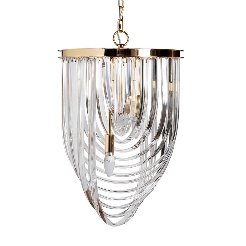 Люстра Retro FROZEN GLASS gold 3 lamp Глянцевое золото Люстра Retro FROZEN GLASS gold 3 lamp Глянцевое золото в Липецке | Loft Concept