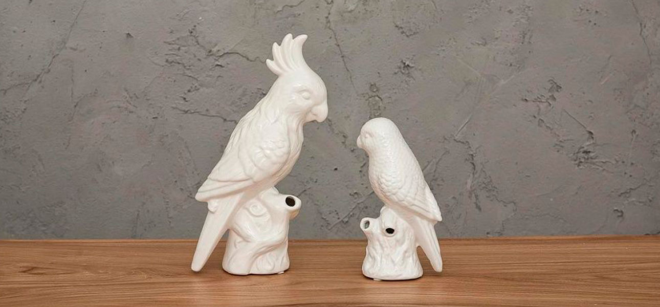 Фигурка керамика белый попугай Small Parrot - фото