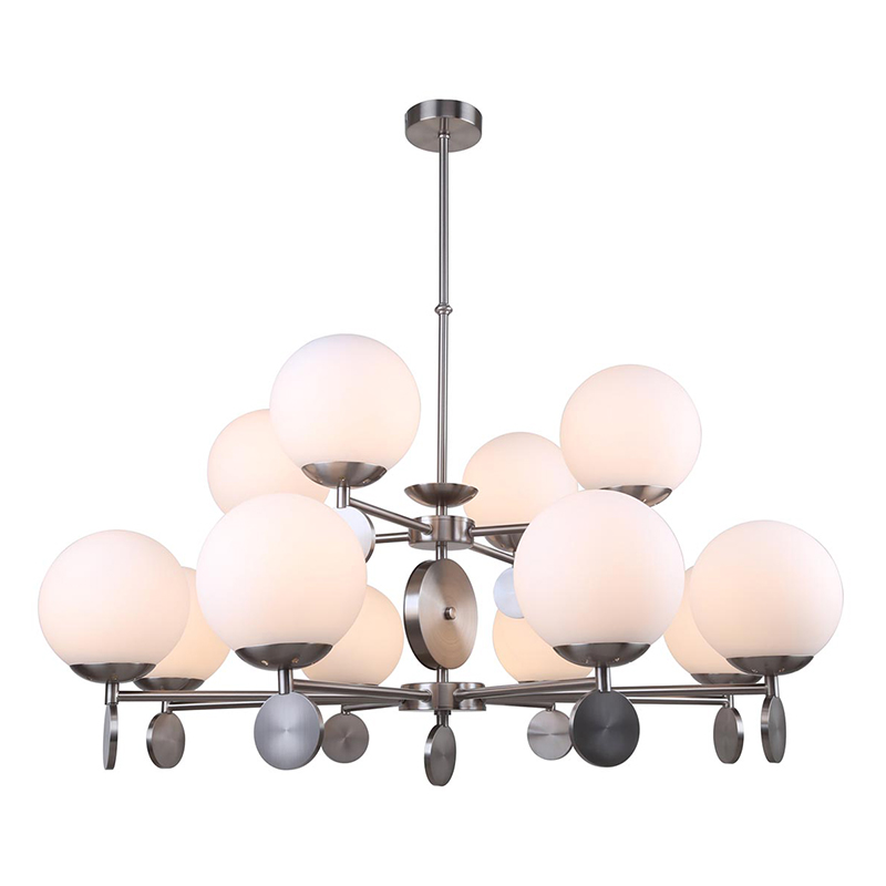 Люстра Kyran Nickel Chandelier 12 Никель Белый Люстра Kyran Nickel Chandelier 12 Никель Белый в Липецке | Loft Concept