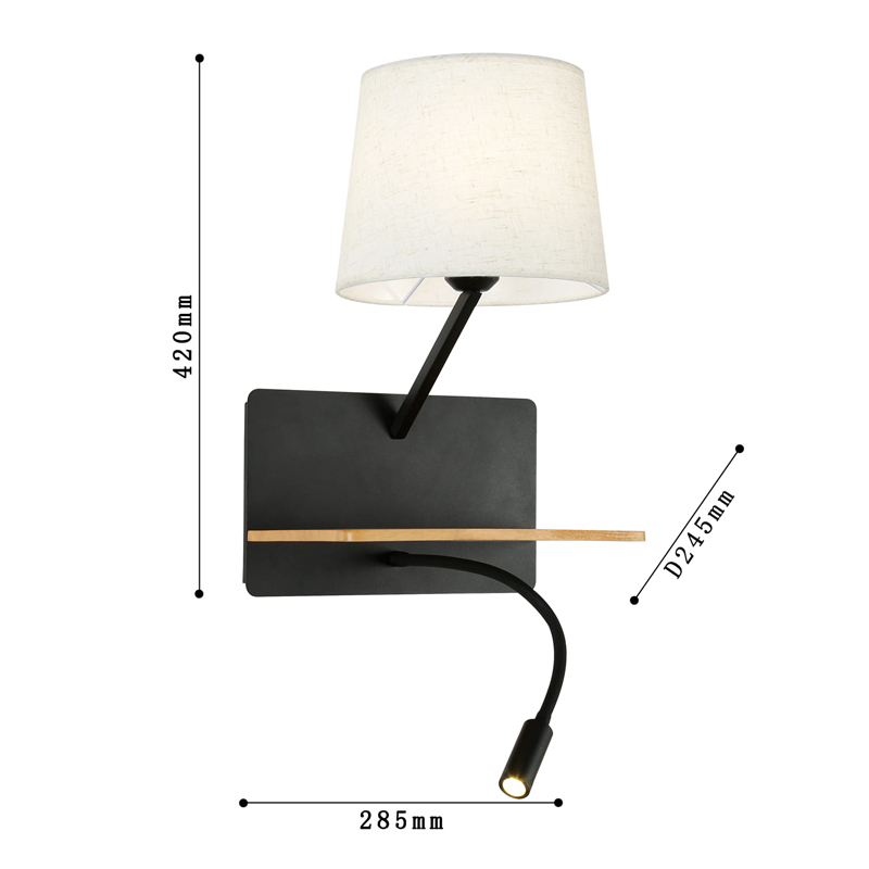 Бра с абажуром и гибким спотом Trumpet Wall Black USB Бра с абажуром и гибким спотом Trumpet Wall Black USB в Липецке