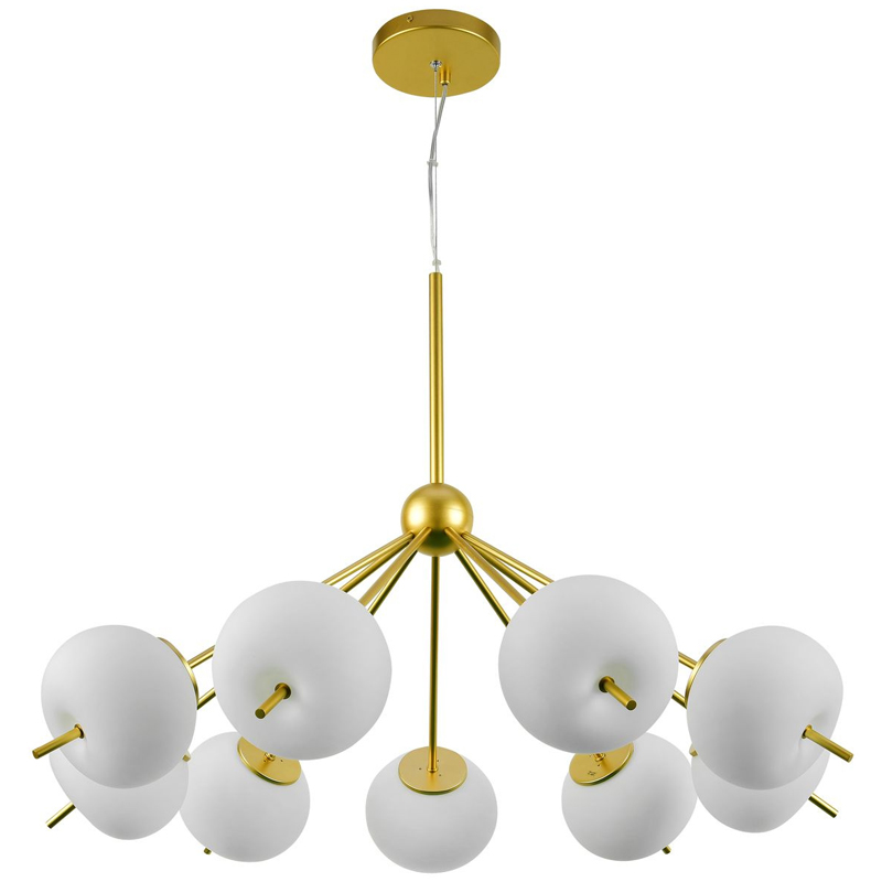 Люстра White ball brass Louise 9 Белое матовое стекло Латунь Люстра White ball brass Louise 9 Белое матовое стекло Латунь в Липецке | Loft Concept