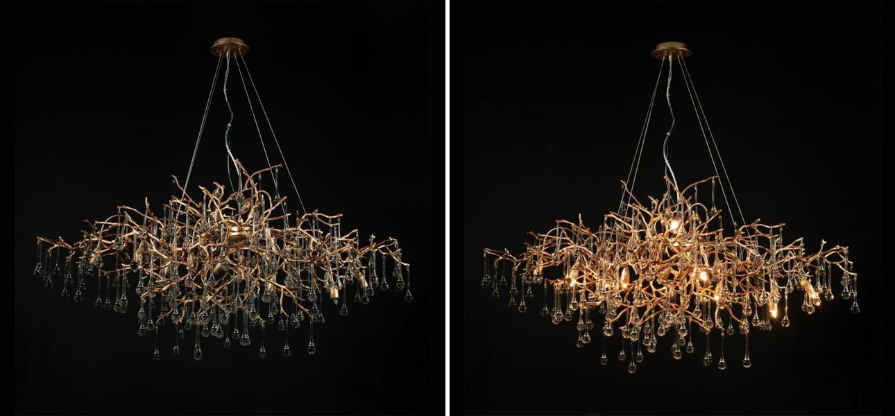 Люстра Crystal Drops Gold 125 см - фото