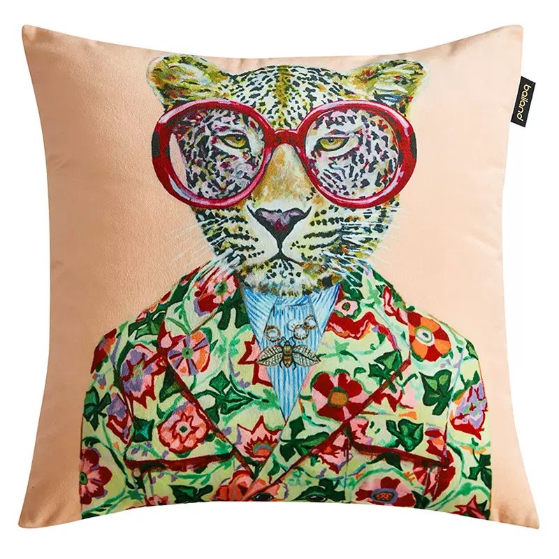 Декоративная подушка Стиль Gucci Fashion Animals Cushion Peach Мульти Декоративная подушка Стиль Gucci Fashion Animals Cushion Peach Мульти в Липецке | Loft Concept