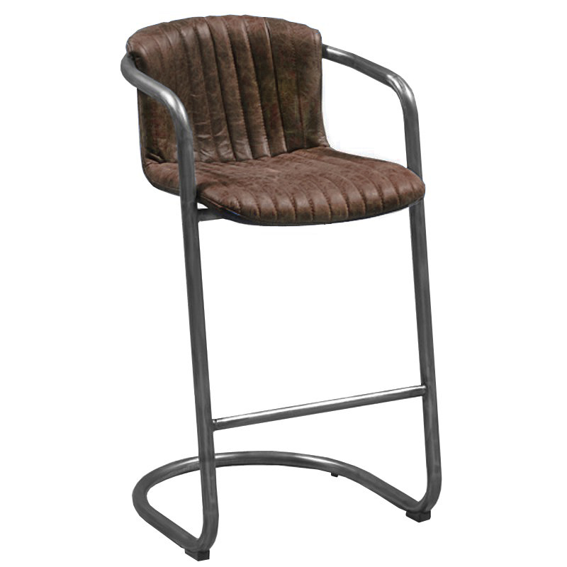 Барный стул Desmond bar stool LEATHER Brown Коричневый винтаж Графитовый Барный стул Desmond bar stool LEATHER Brown Коричневый винтаж Графитовый в Липецке | Loft Concept