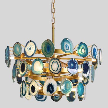 Люстра Agate Burst Chandelier 3 Round blue Зеленый Золотой Люстра Agate Burst Chandelier 3 Round blue Зеленый Золотой в Липецке | Loft Concept