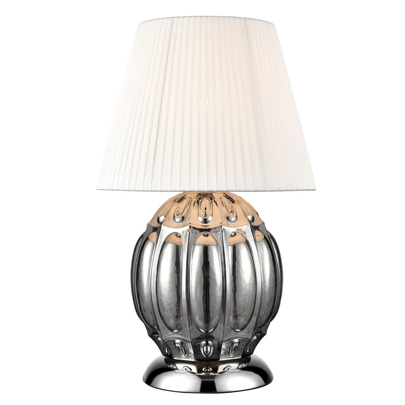 Настольная лампа ХРОМ Hailey Chrome Table Lamp Прозрачное Стекло Белый Темный хром Настольная лампа ХРОМ Hailey Chrome Table Lamp Прозрачное Стекло Белый Темный хром в Липецке | Loft Concept