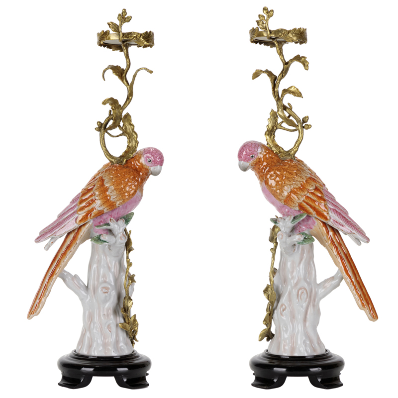 Подсвечник Pink Red Parrot L or R Бронза Белый Розовый Красный Подсвечник Pink Red Parrot L or R Бронза Белый Розовый Красный в Липецке | Loft Concept