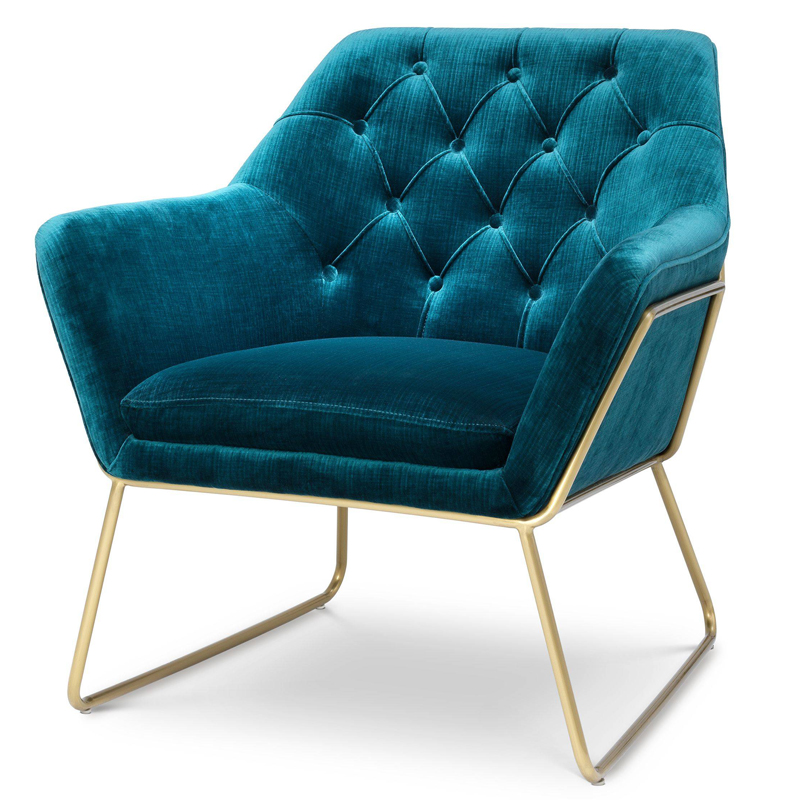 Кресло Eichholtz Chair Court Синий Матовая латунь Кресло Eichholtz Chair Court Синий Матовая латунь в Липецке | Loft Concept