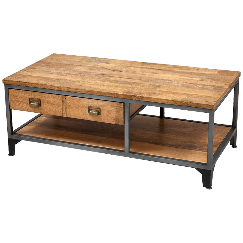 Кофейный стол в стиле лофт Russell Coffee Table Древесина Графит Латунь Кофейный стол в стиле лофт Russell Coffee Table Древесина Графит Латунь в Липецке | Loft Concept