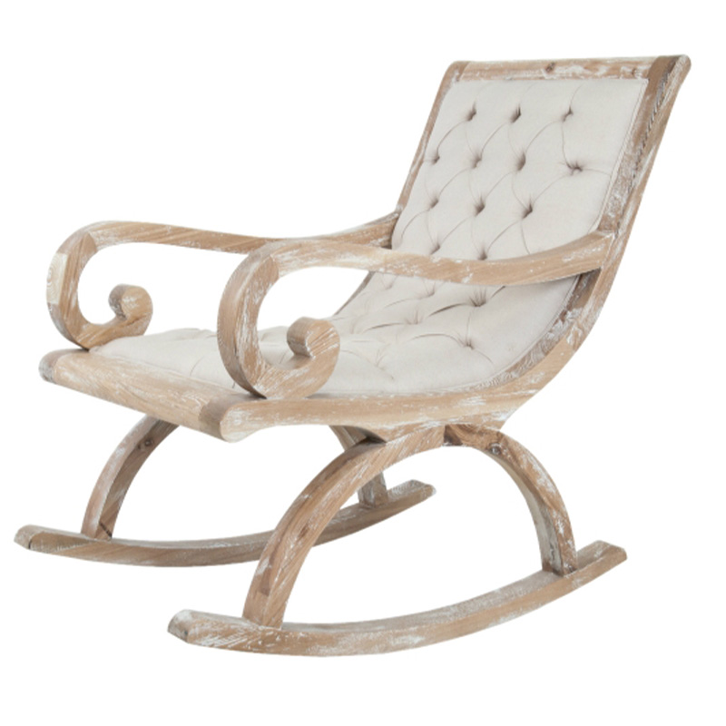 Кресло-качалка с мягкой обивкой из льна Ella Armchair beige Бежевый Коричневый Кресло-качалка с мягкой обивкой из льна Ella Armchair beige Бежевый Коричневый в Липецке | Loft Concept