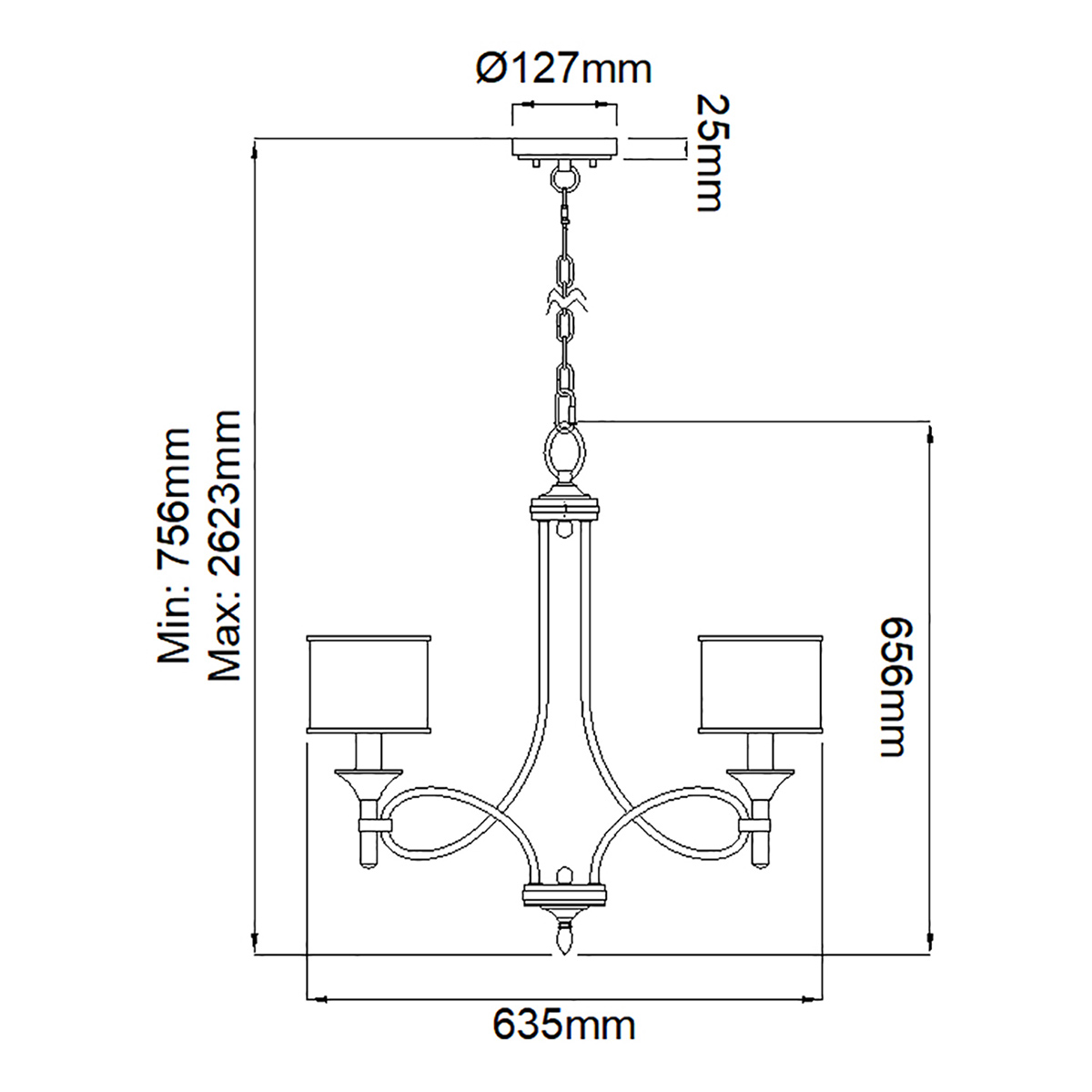 Люстра с белыми тканевыми абажурами в прозрачных стеклянных цилиндрах Kichler в Липецке