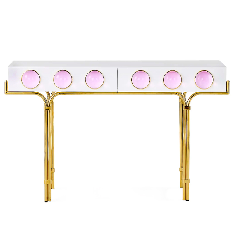 Консоль Globo Console Розовый цвет Белый Розовый Золотой Консоль Globo Console Розовый цвет Белый Розовый Золотой в Липецке | Loft Concept