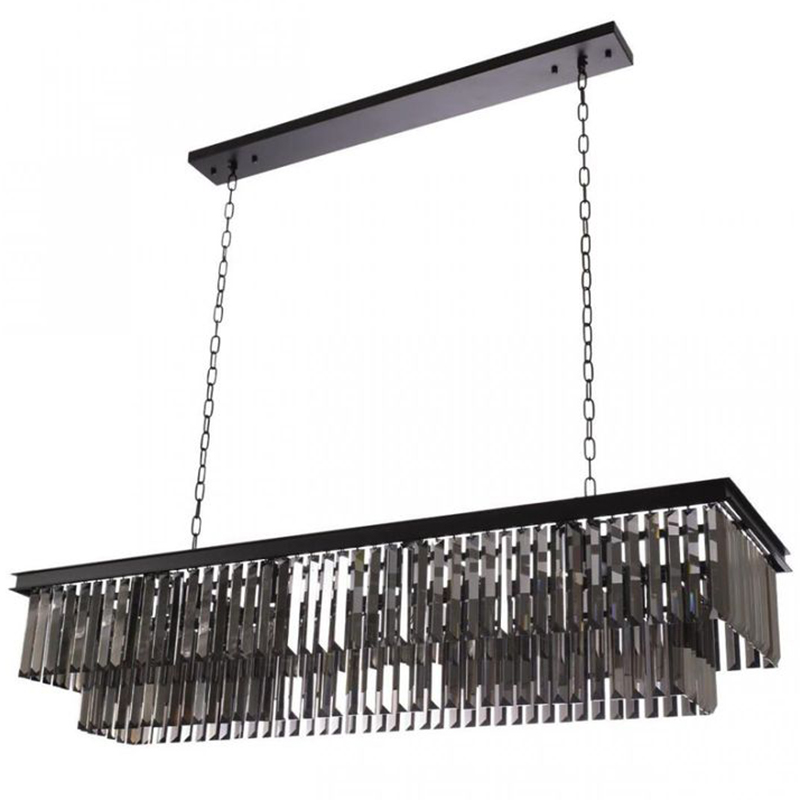 Прямоугольная Люстра RH 1920s Odeon Black iron Серое Стекло Длина 120 см Черный Серый Прямоугольная Люстра RH 1920s Odeon Black iron Серое Стекло Длина 120 см Черный Серый в Липецке | Loft Concept