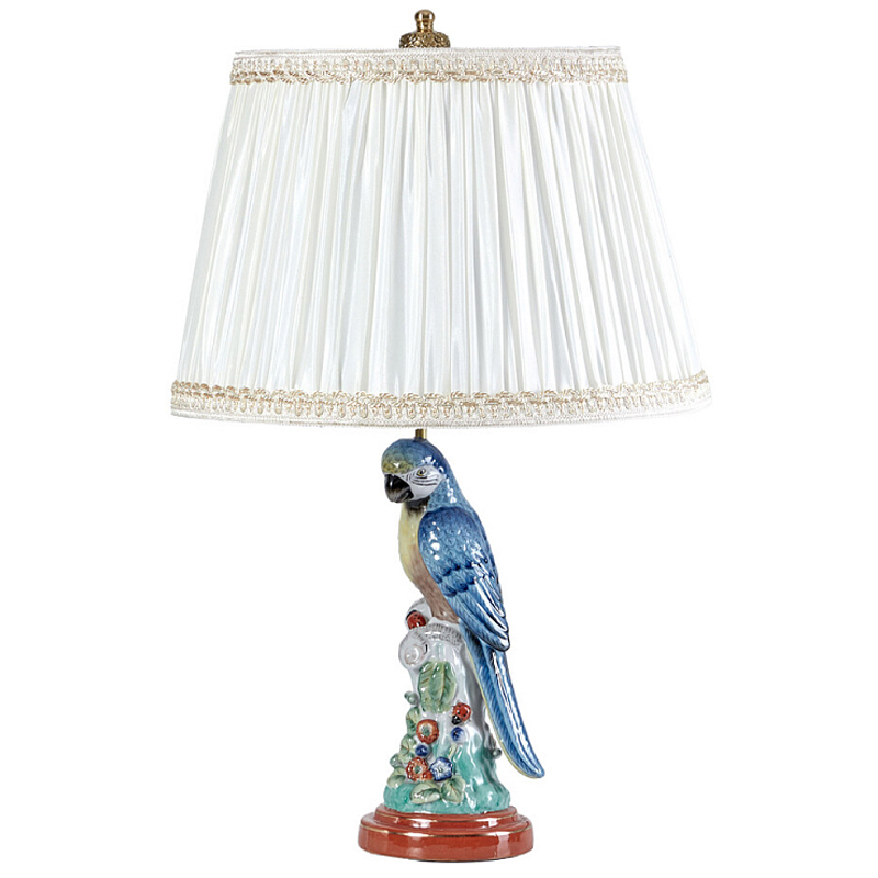 Настольная лампа с абажуром и основанием в виде попугая Parrot Table Lamp Белый Мульти Бронза в Липецке | Loft Concept 