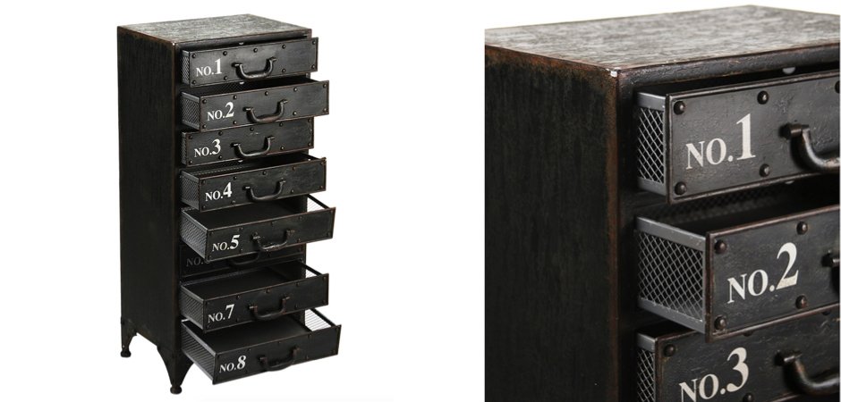 Комод металлический в стиле Лофт Industrial Loft Rustic Iron 8 Drawer Dresser Комод металлический в стиле Лофт Industrial Loft Rustic Iron 8 Drawer Dresser - Loft-Concept в Липецке