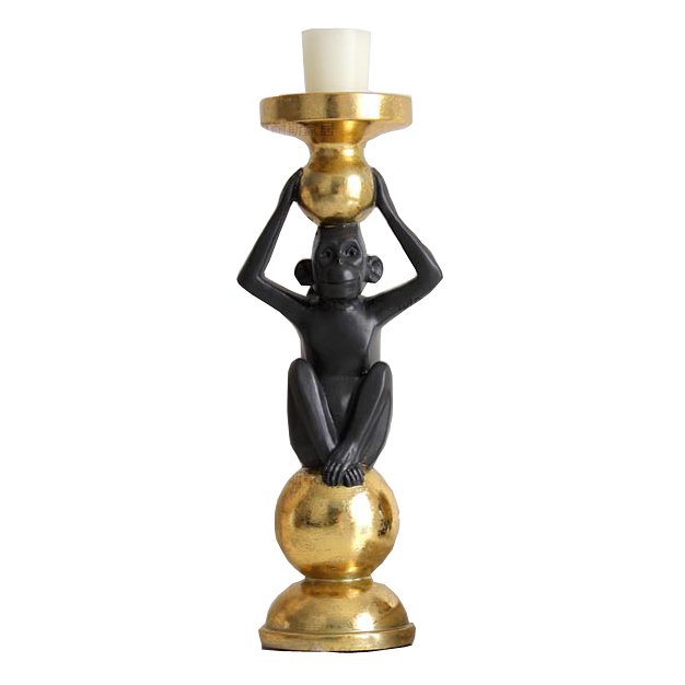 Подсвечник Black Monkey Черный Золотой Подсвечник Black Monkey Черный Золотой в Липецке | Loft Concept