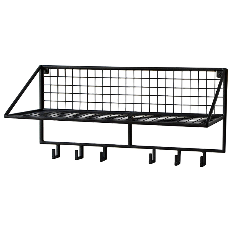 Вешалка с полкой Rhian Industrial Metal Rust Shelf Black S Черный Вешалка с полкой Rhian Industrial Metal Rust Shelf Black S Черный в Липецке | Loft Concept