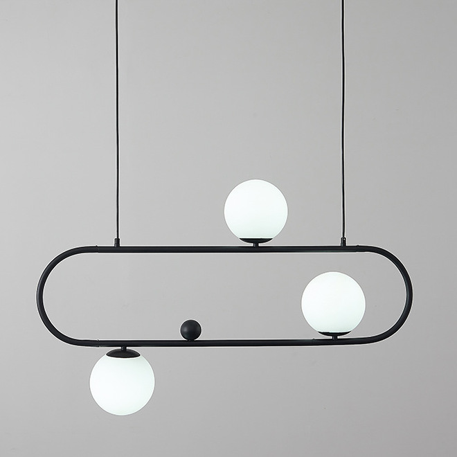 Люстра Horizontal Balls Balance Black 3 Черный Белый Люстра Horizontal Balls Balance Black 3 Черный Белый в Липецке | Loft Concept
