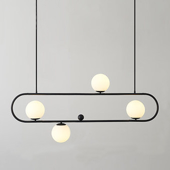 Люстра Horizontal Balls Balance Black 4 Черный Белый Люстра Horizontal Balls Balance Black 4 Черный Белый в Липецке | Loft Concept