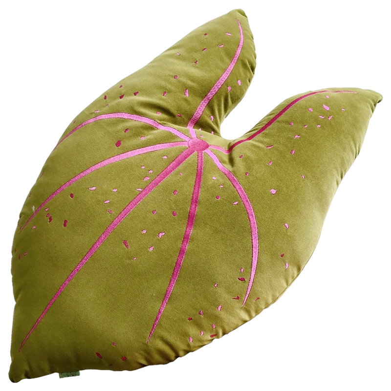 Декоративная подушка Botanical Cushion Caladium Зеленый смок Розовый Декоративная подушка Botanical Cushion Caladium Зеленый смок Розовый в Липецке | Loft Concept