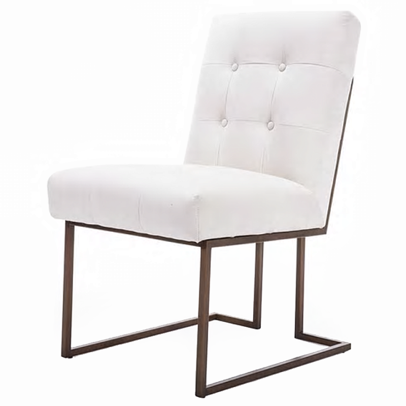 Стул обеденный Burleigh Dining Chair Pearl Iron Белый Коричневый Стул обеденный Burleigh Dining Chair Pearl Iron Белый Коричневый в Липецке | Loft Concept