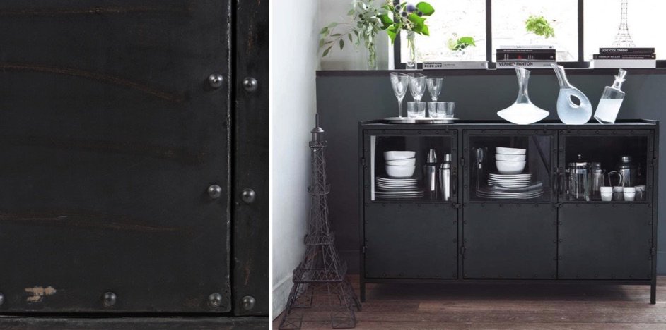 Буфет в стиле Лофт черный Industrial Vitre Big Buffet Буфет в стиле Лофт черный Industrial Vitre Big Buffet - Loft-Concept в Липецке