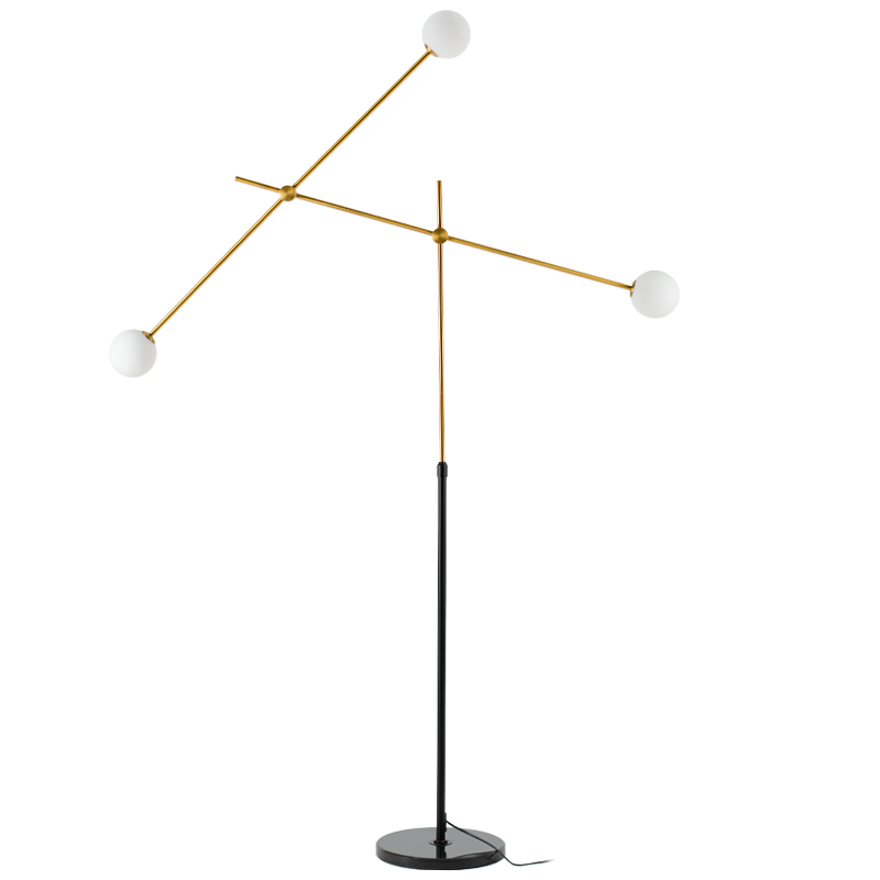 Торшер Baton FLOR LAMP 3 Черный Белый Латунь Торшер Baton FLOR LAMP 3 Черный Белый Латунь в Липецке | Loft Concept