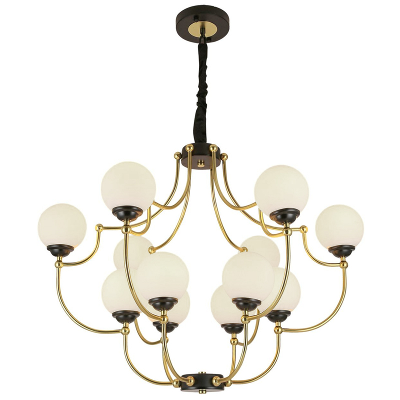Люстра White Ball Valley Arredoluce Chandelier 12 Прозрачный белый Латунь Черный Люстра White Ball Valley Arredoluce Chandelier 12 Прозрачный белый Латунь Черный в Липецке | Loft Concept
