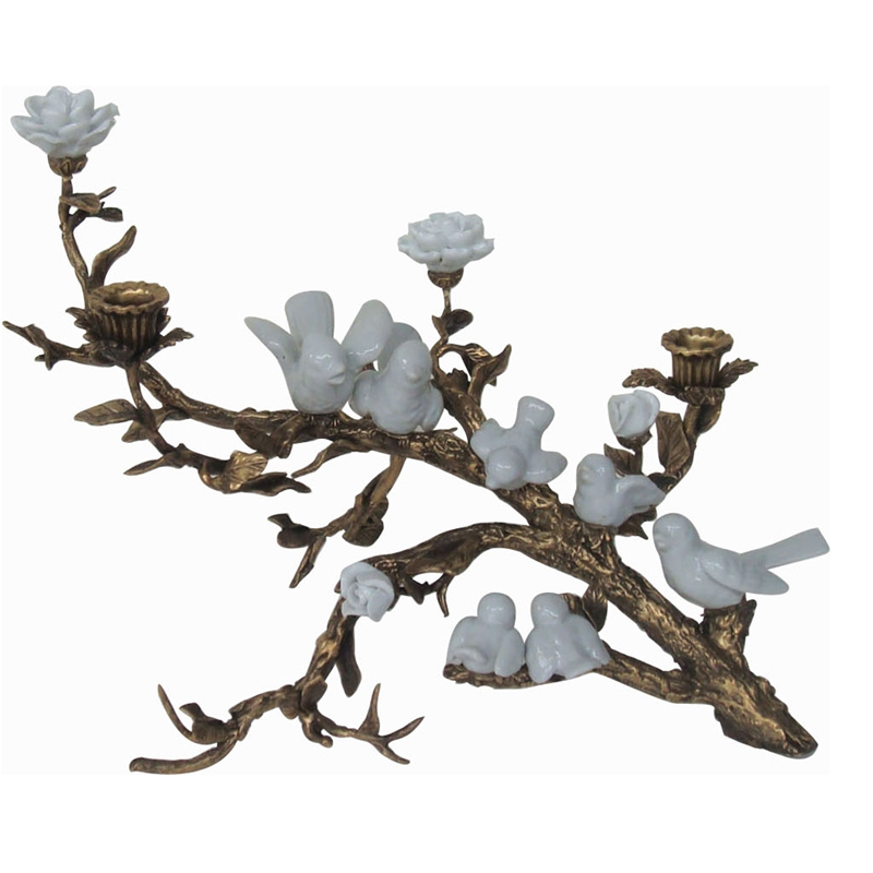 Подсвечник Bronze Branch Candlestick Белый Бронза Подсвечник Bronze Branch Candlestick Белый Бронза в Липецке | Loft Concept