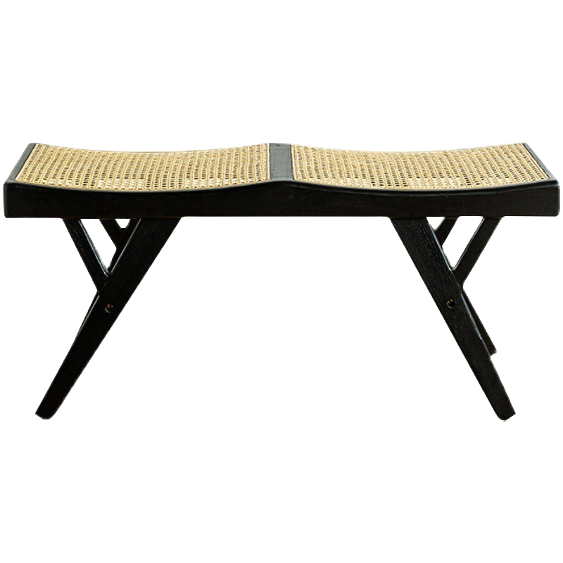 Банкетка Rattan Comfortable Bedend Stool Черный Бежевый Банкетка Rattan Comfortable Bedend Stool Черный Бежевый в Липецке | Loft Concept