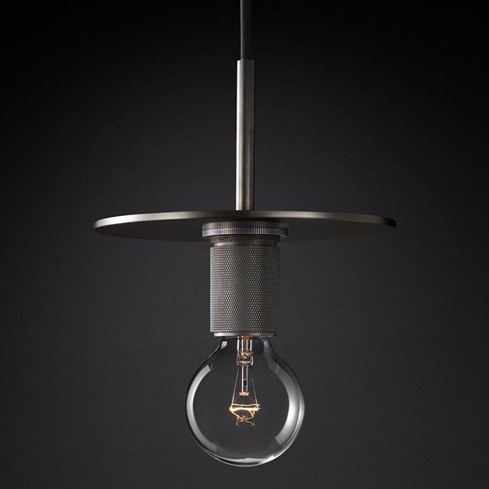 Подвесной светильник RH Utilitaire Disk Shade Pendant Black Темная бронза Прозрачное Стекло Подвесной светильник RH Utilitaire Disk Shade Pendant Black Темная бронза Прозрачное Стекло в Липецке | Loft Concept