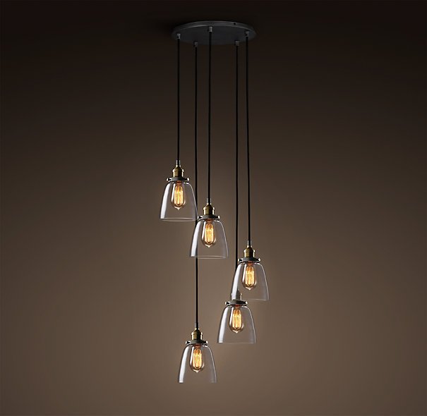 Подвесной светильник Loft Clear Glass Cloche 5 Черный Подвесной светильник Loft Clear Glass Cloche 5 Черный в Липецке | Loft Concept