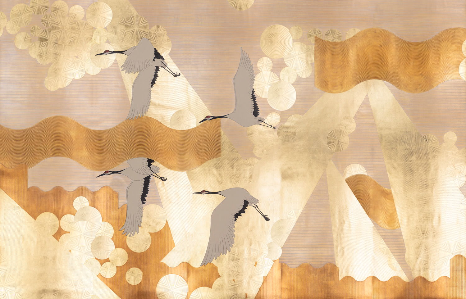 Обои ручная роспись Namban Colourway SC-244 on Deep Rich Gold gilded paper Обои ручная роспись Namban Colourway SC-244 on Deep Rich Gold gilded paper - постер Loft-Concept в Липецке