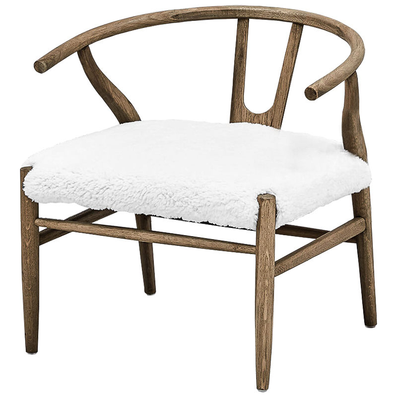 Стул Wishbone Faux Fur Stool Коричневый Белый Стул Wishbone Faux Fur Stool Коричневый Белый в Липецке | Loft Concept