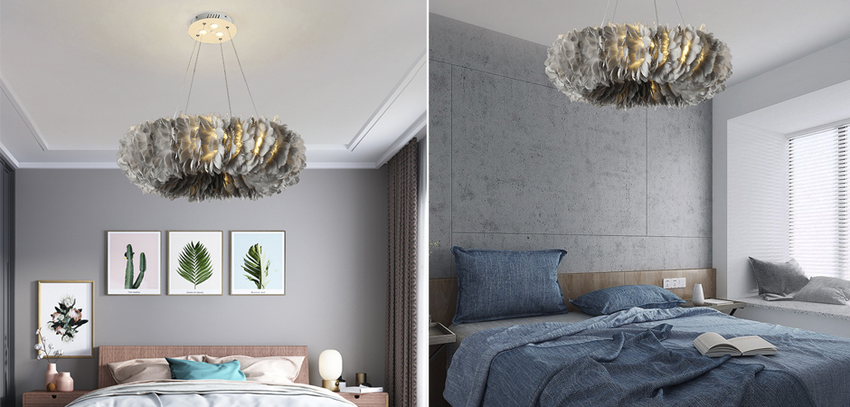 Люстра Кольцо из перьев Plumage Grey Люстра Кольцо из перьев Plumage Grey - Loft-Concept в Липецке