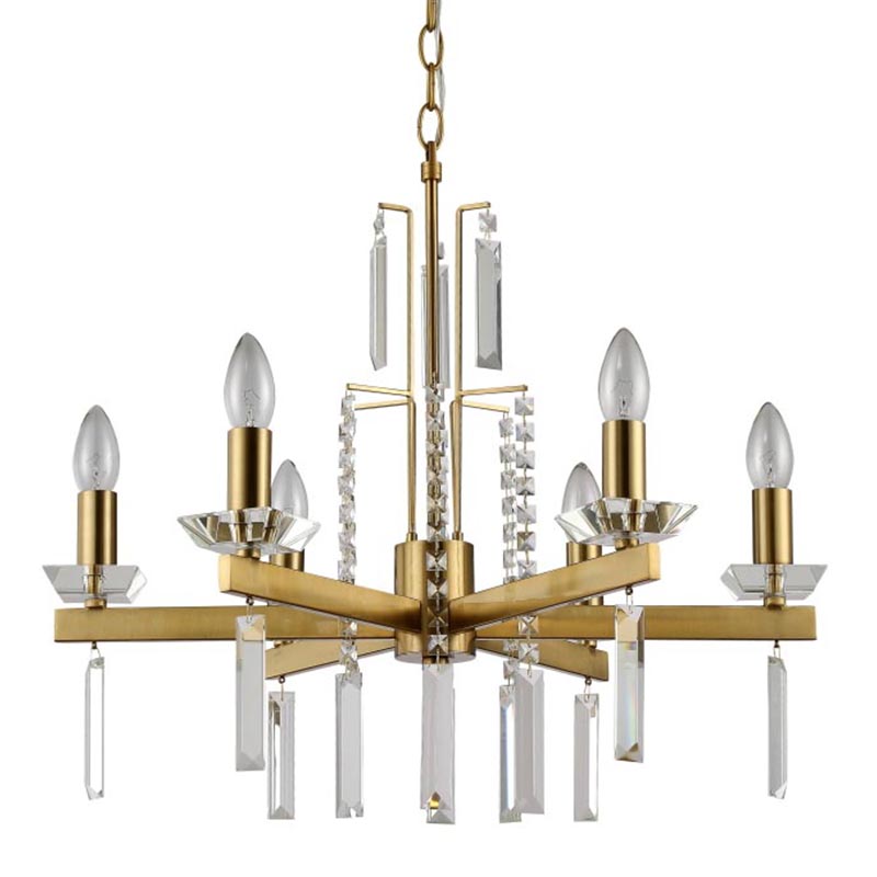 Люстра Vivien Crystal Brass Chandelier 6 Латунь Серый Люстра Vivien Crystal Brass Chandelier 6 Латунь Серый в Липецке | Loft Concept