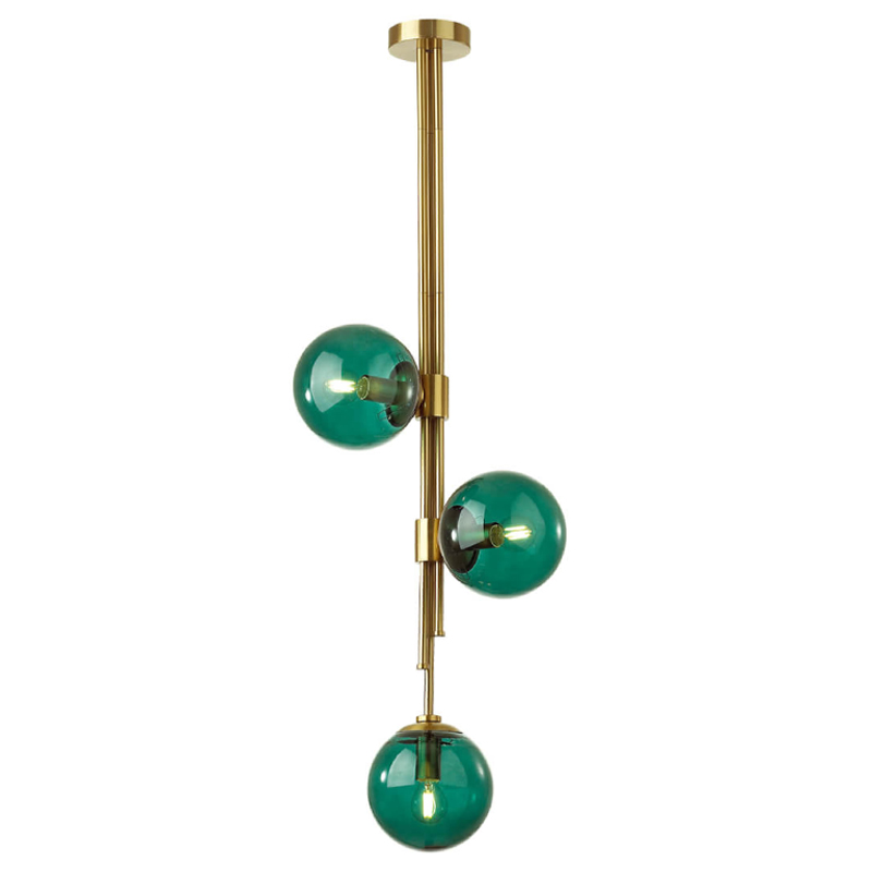 Светильник TRILOGY Ceiling Light Turquoise glass 100 Латунь Изумрудный Светильник TRILOGY Ceiling Light Turquoise glass 100 Латунь Изумрудный в Липецке | Loft Concept