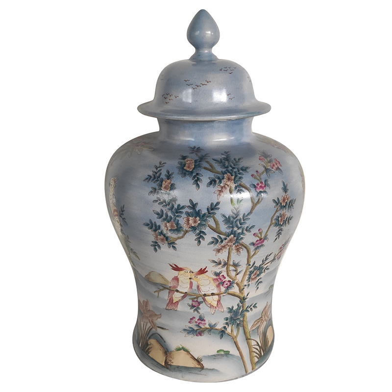 Ваза с крышкой Blue Vase Parrots Светло-голубой Мульти Ваза с крышкой Blue Vase Parrots Светло-голубой Мульти в Липецке | Loft Concept