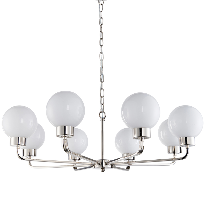 Люстра Zibille Chandelier Nickel Никель Белое матовое стекло Люстра Zibille Chandelier Nickel Никель Белое матовое стекло в Липецке | Loft Concept