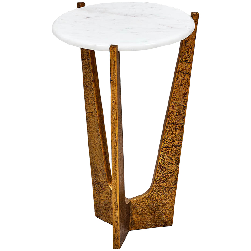 Приставной стол Anga Side Table Белый Винтажное Темное Золото Приставной стол Anga Side Table Белый Винтажное Темное Золото в Липецке | Loft Concept
