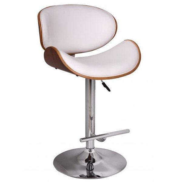 Барный стул Lounge Bar Stool белый Хром Белый Коричневый Барный стул Lounge Bar Stool белый Хром Белый Коричневый в Липецке | Loft Concept