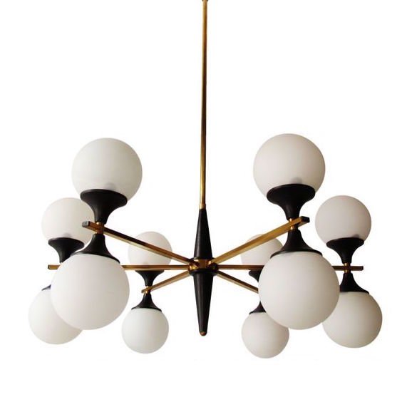 Люстра Ball Valley Arredoluce Chandelier Белый Латунь Черный Люстра Ball Valley Arredoluce Chandelier Белый Латунь Черный в Липецке | Loft Concept