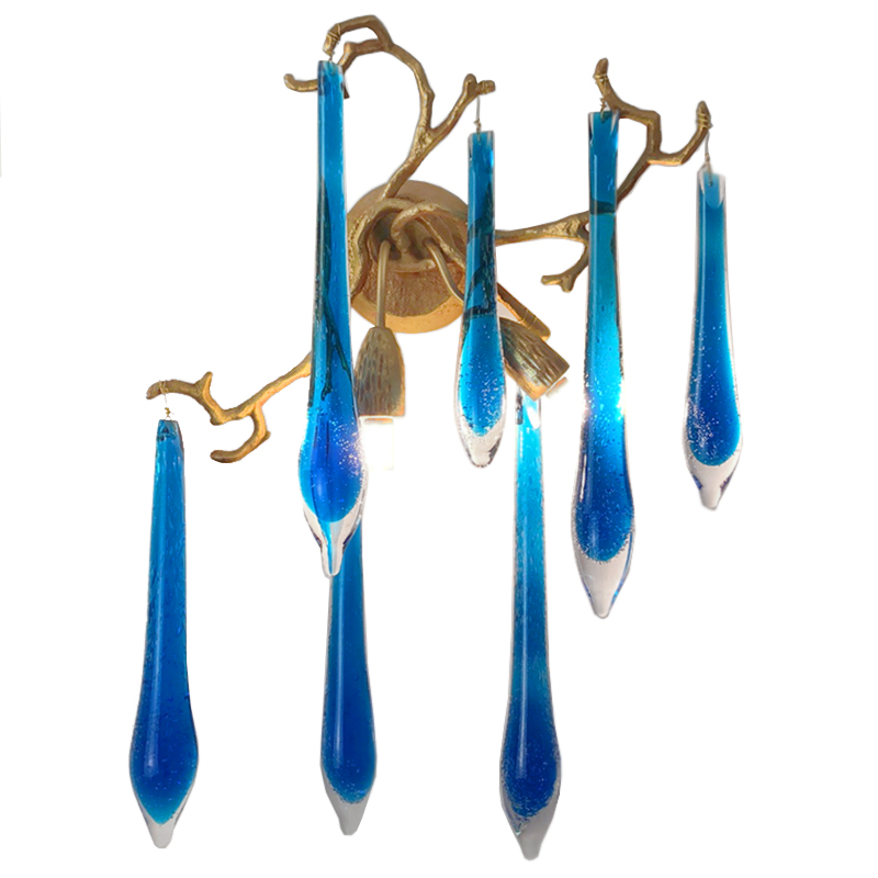 Бра Blue Fountain Wall Lamp Синий Золотой Бра Blue Fountain Wall Lamp Синий Золотой в Липецке | Loft Concept