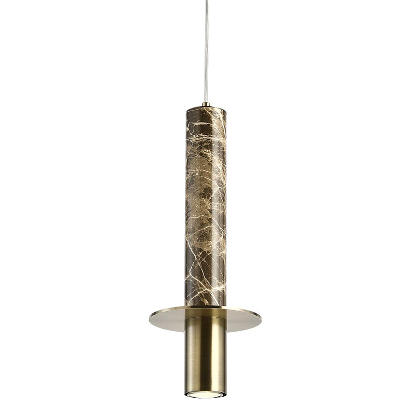 Подвесной светильник с декором под коричневый мрамор Shaw Marble Brass Латунь Коричневый Подвесной светильник с декором под коричневый мрамор Shaw Marble Brass Латунь Коричневый в Липецке | Loft Concept